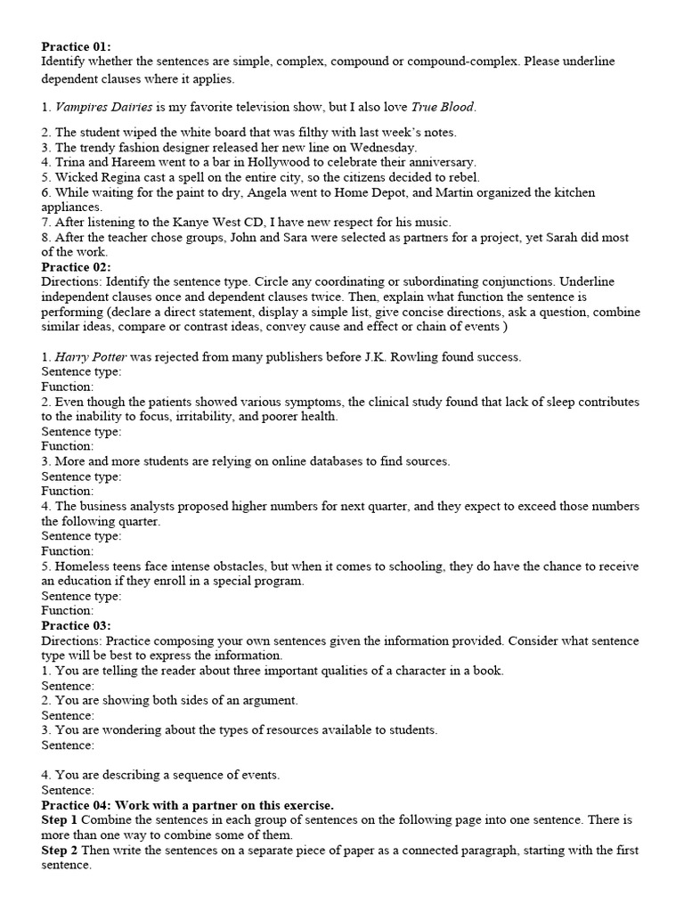 Practice 01 PDF Gorilla Sentence (Linguistics)