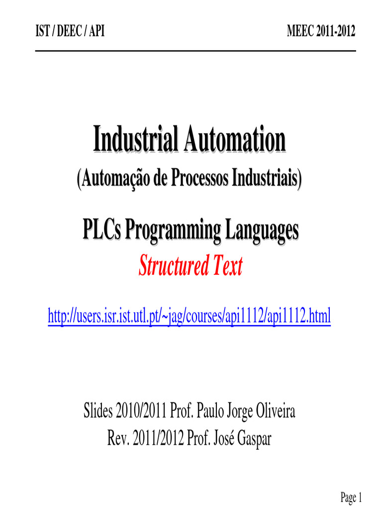 PLC Programming Language_ST1 PDF Programmable Logic Controller