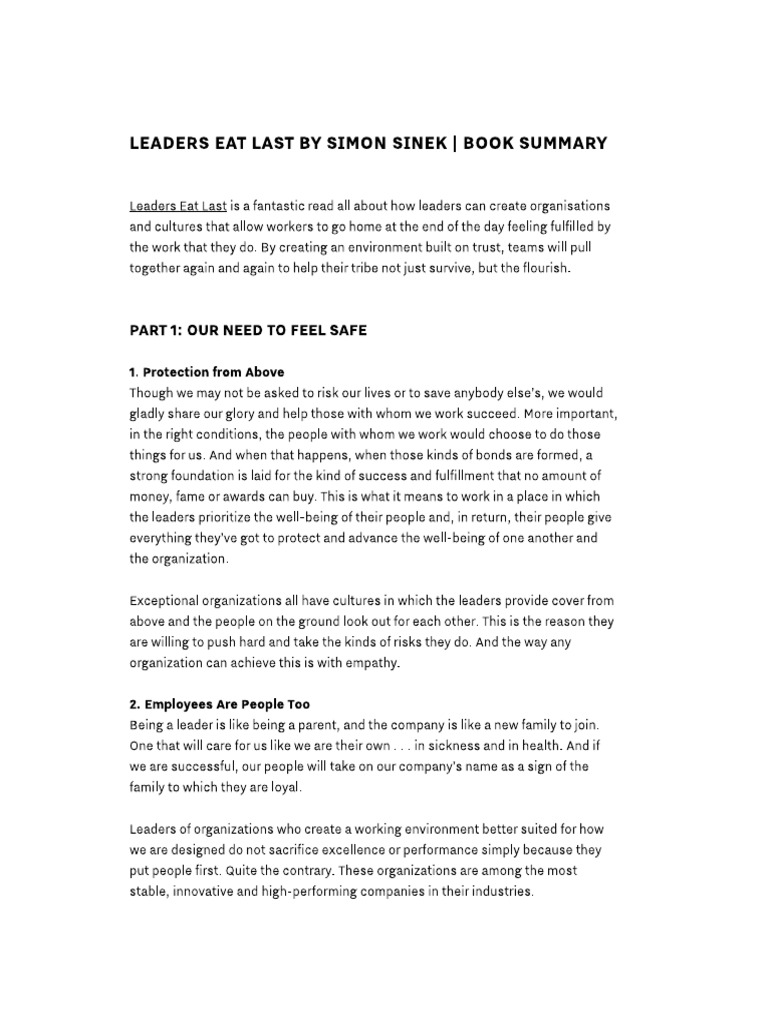 Leaders Eat Last Chapter Summary
