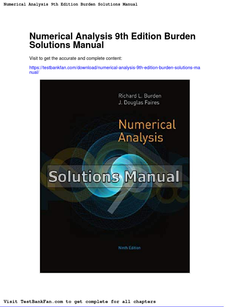 Numerical Analysis 9th Edition Burden Solutions Manual PDF License
