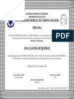 Universidade Federal de Campina Grande Diploma: Ana Claudia de Queiroz