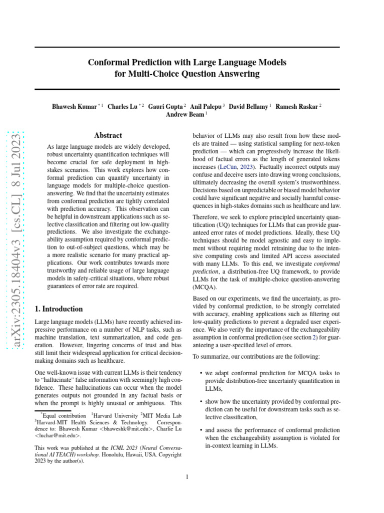 Conformal Prediction - LLMs | PDF | Accuracy And Precision | Prediction