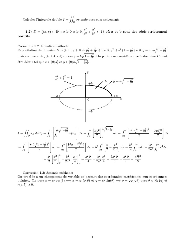 Intégrale double sur un domaine elliptique | PDF | Mathématiques ...