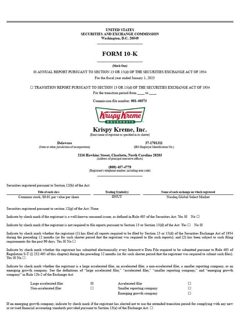 Krispy Kreme 2022 Annual Report PDF