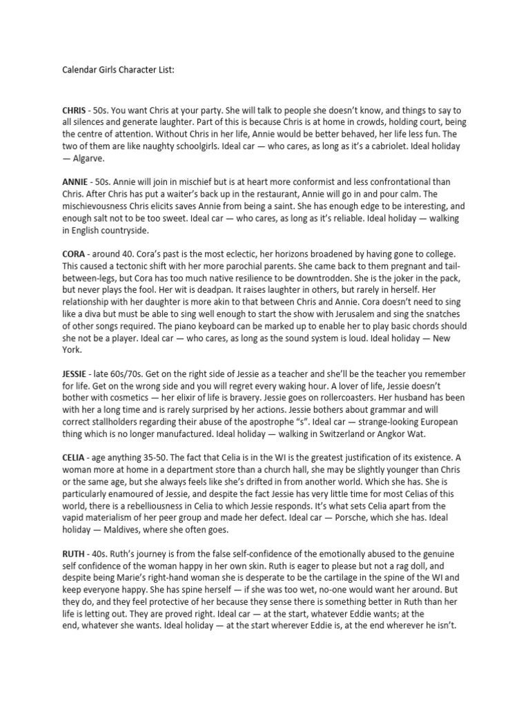 Calendar girls character list pdf