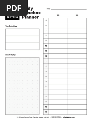 Whydea Daily Timebox Planner