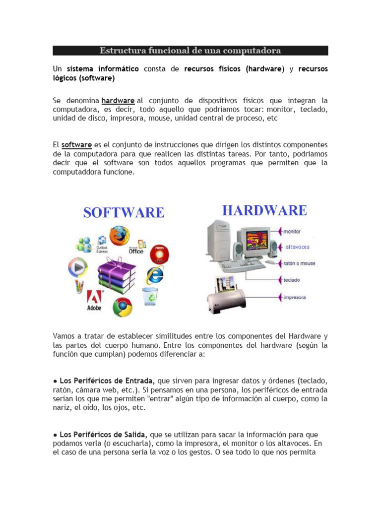 Partes y Funciones de una Computadora | PDF | Hardware de la ...