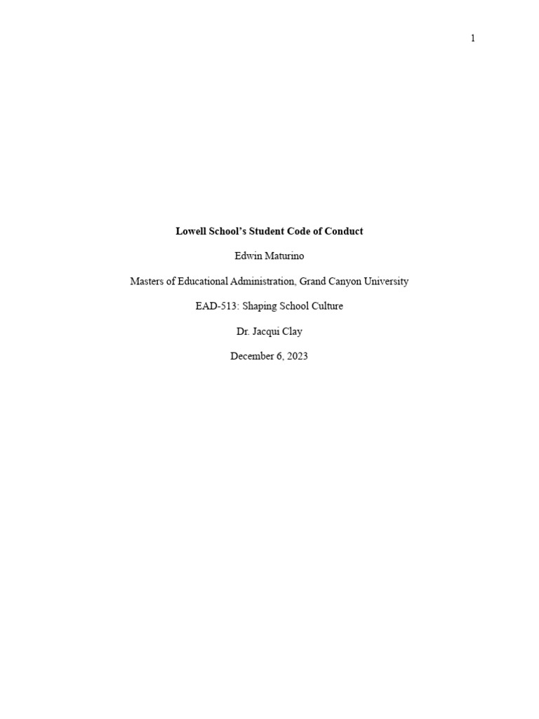 Edwin Maturino - Lowell Schools Studnent Code of Conduct | PDF ...