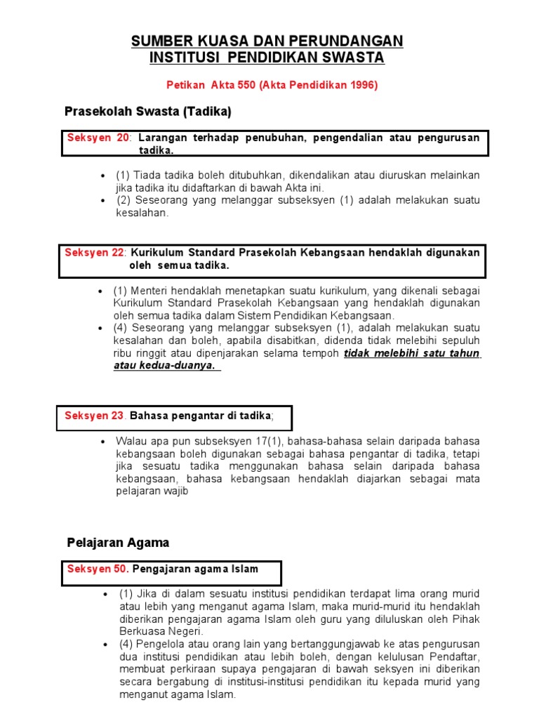 Akta Pendidikan 1996 Akta 550 Pdf