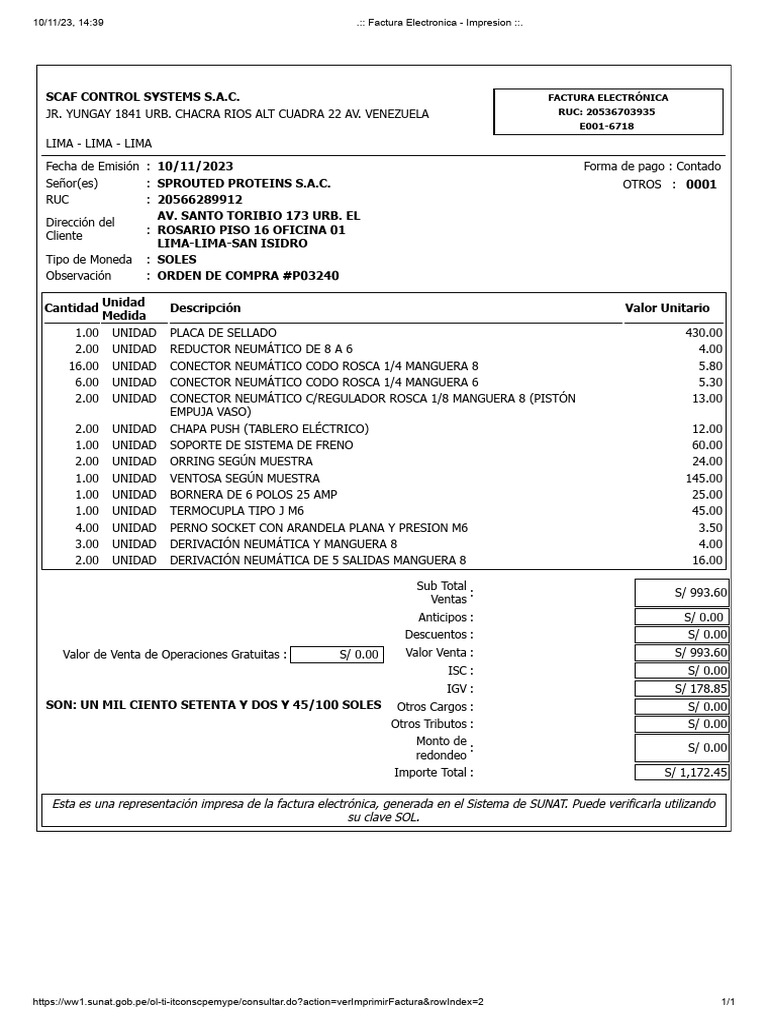 Factura Electrónica SCAF Control | PDF | Tecnología bancaria | Pagos