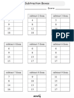 Primary Maths Worksheet (Subtraction Boxes) Part 2