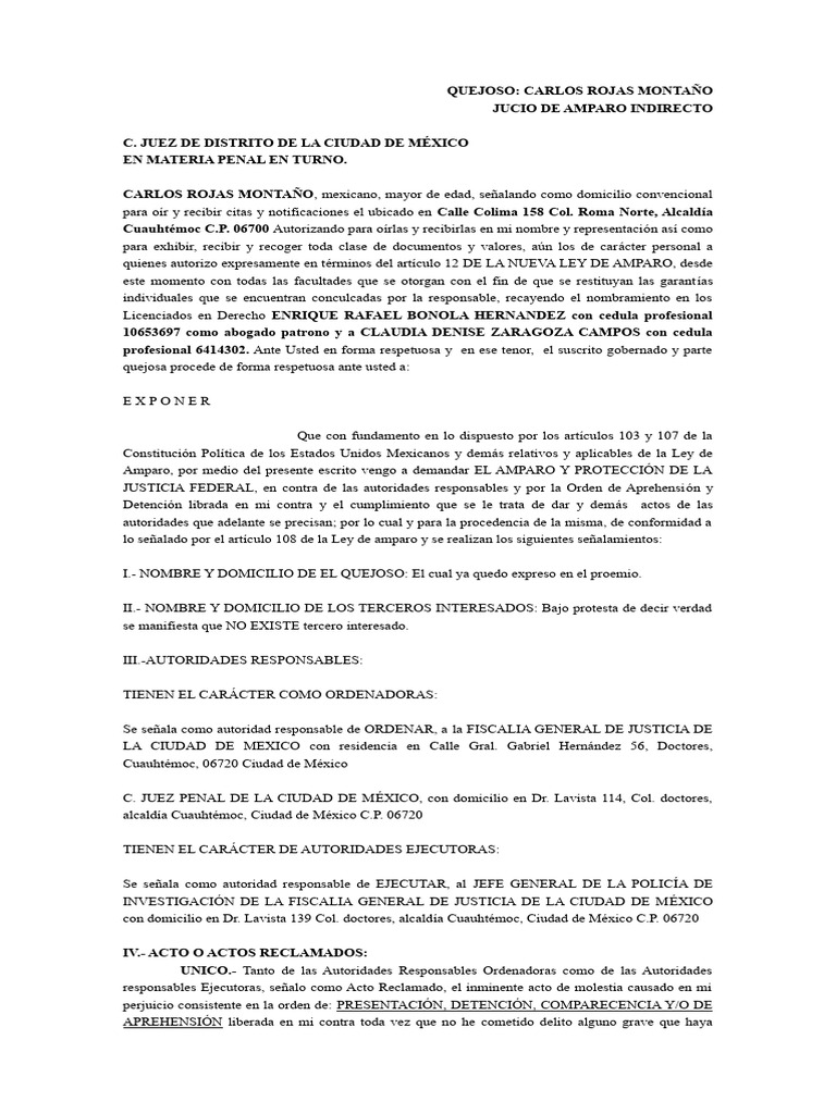 Amparo contra orden de cateo | PDF | Derecho Constitucional | Violación