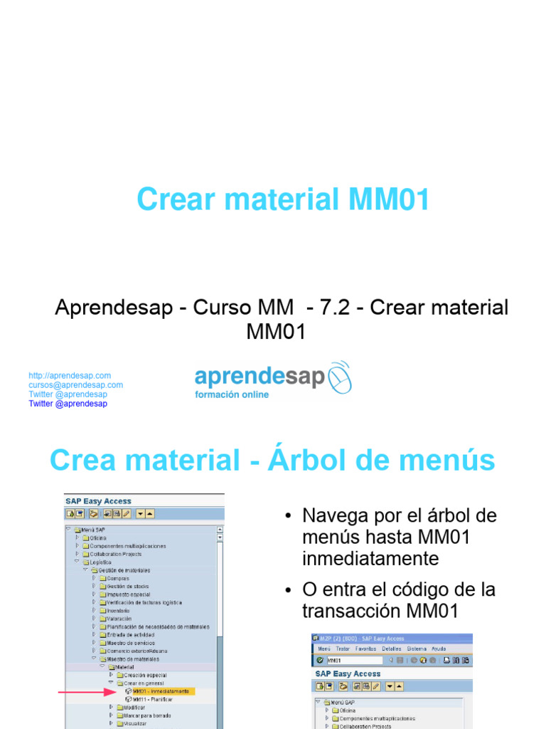 Crear Material en SAP MM01: Guía Rápida | PDF | Informática | Ciencias ...
