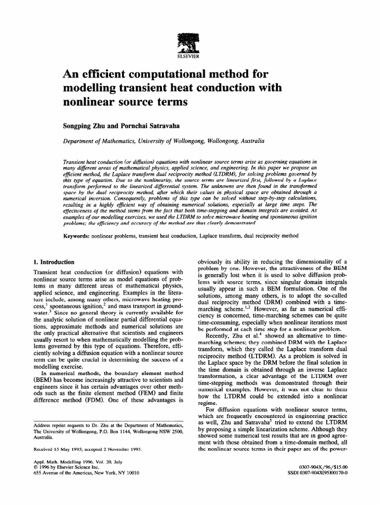 An Efficient Computational Method For Modelling Transi 1996 Applied ...