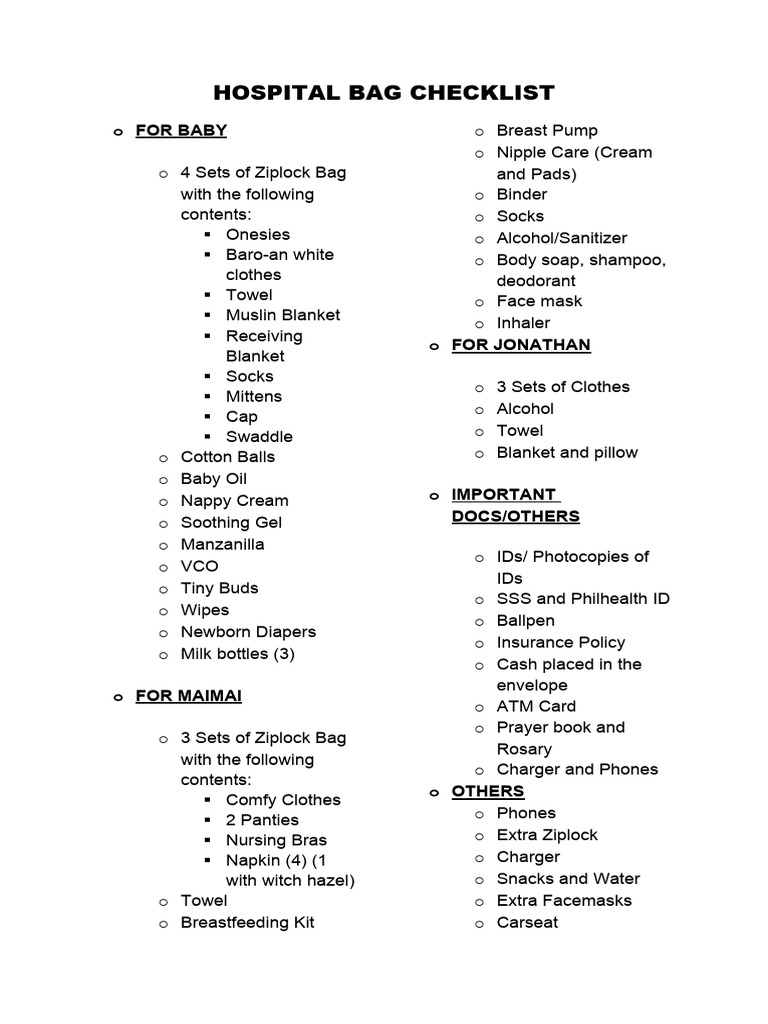 HOSPITALBAGCHECKLIST PDF