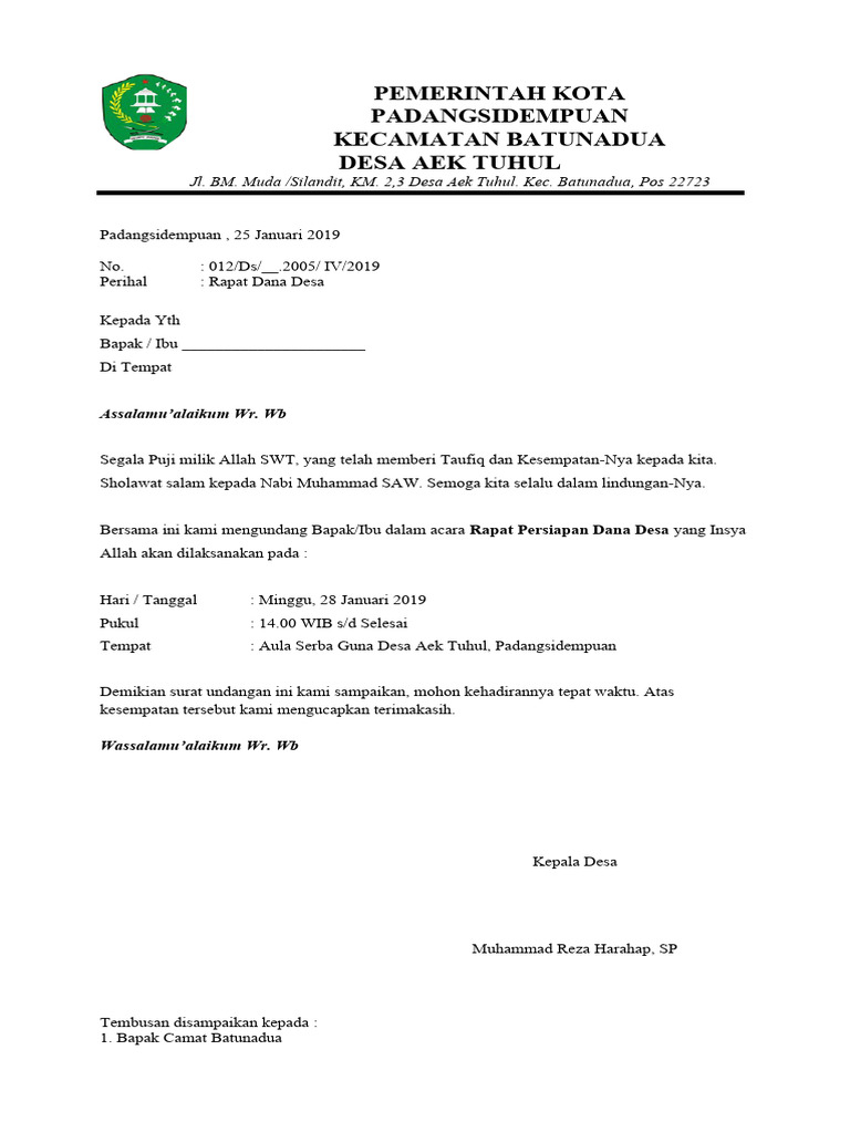 Contoh Surat Undangan Desa | PDF
