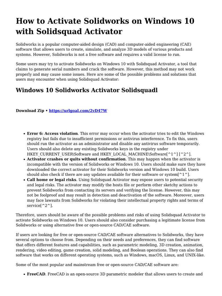 How To Activate Solidworks On Windows 10 With Solidsquad Activator ...