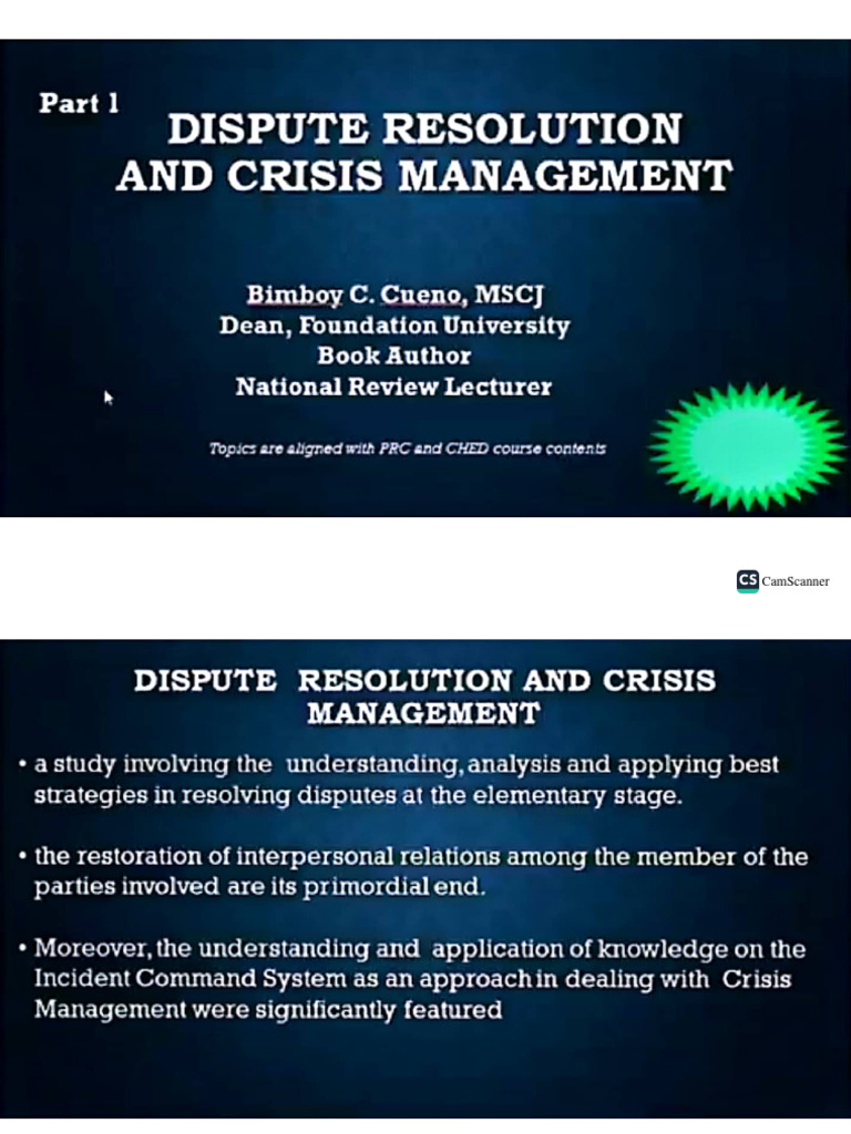 DISPUTE RESOLUTION & CRISIS MANAGEMENT PDF