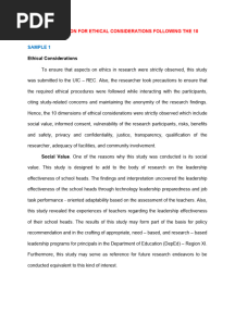 Sample Discussion For Ethical Considerations Following The 10 Dimensions
