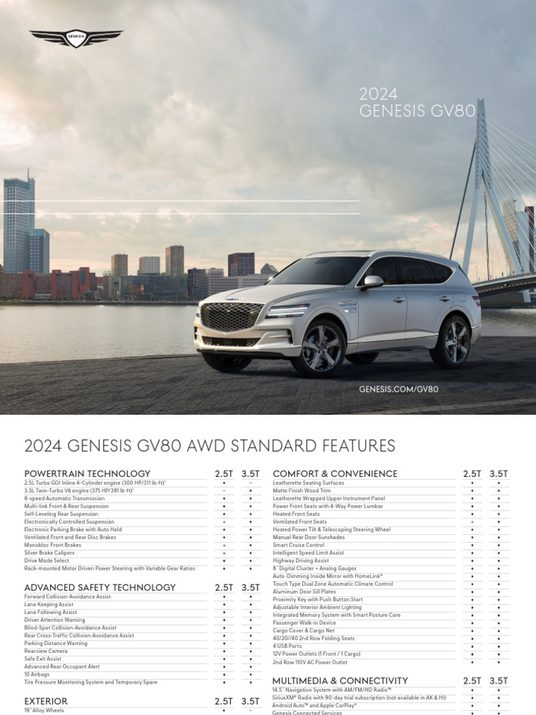 2024 Gv80 Specs Sheet Vfin Pdf Fuel Economy In Automobiles