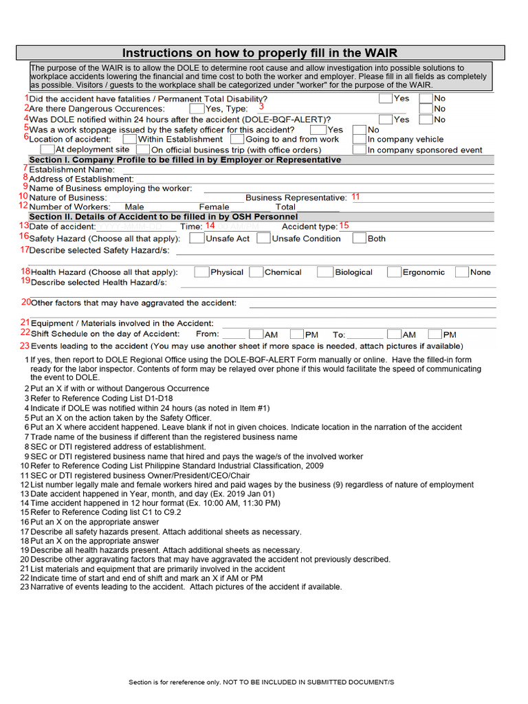 Dole Wair Form PDF Injury Underwater Diving