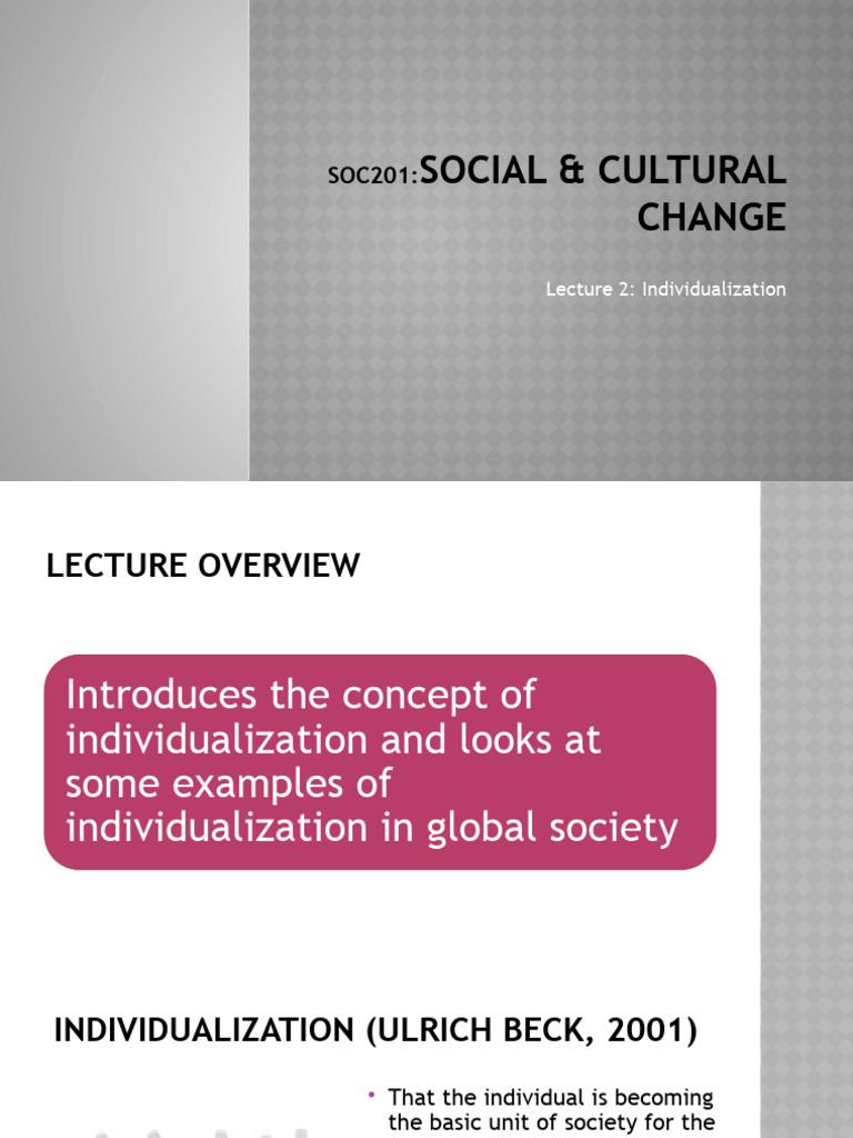 SOC201 - Lecture 2 - Individualization | PDF