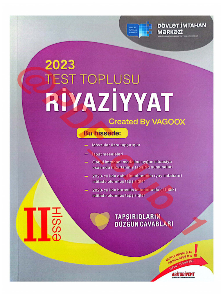 Riyaziyyat Test Toplusu 2-ci Hissə | PDF