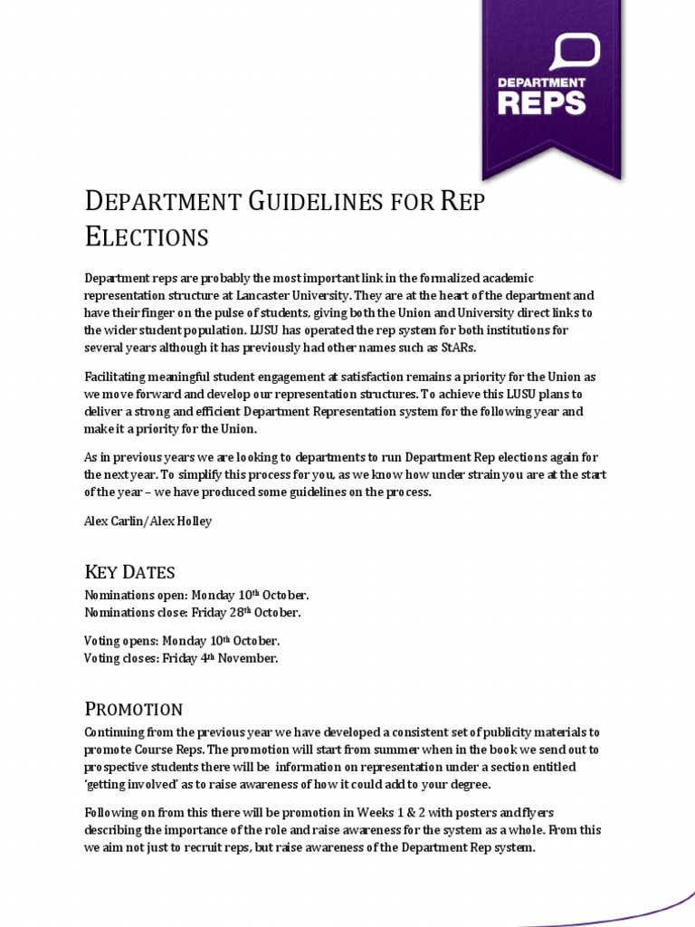 Department Guidelines For Reps | PDF | Cognition | Further Education