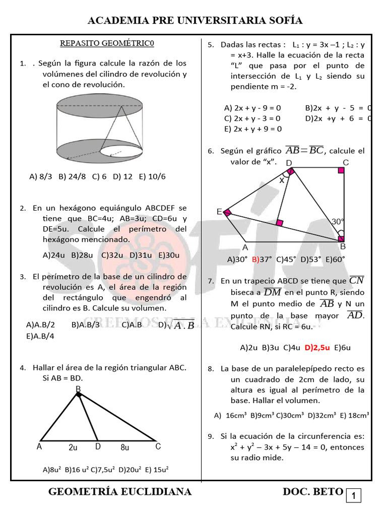 Ejercicios de Geometría Euclidiana | PDF | Triángulo | Geometria clasica