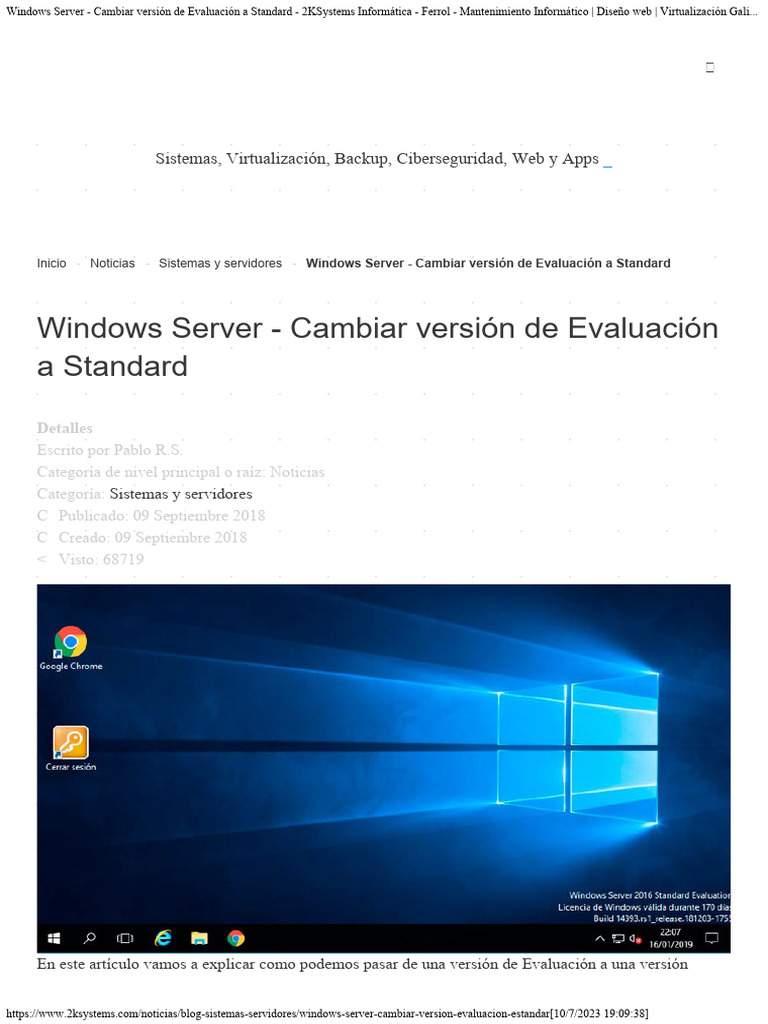 Windows Server - Cambiar Versión de Evaluación A Standard - 2KSystems ...