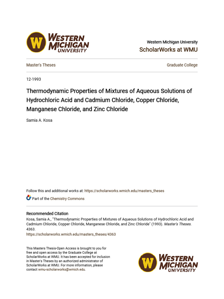 Thermodynamic Properties of Mixtures of Aqueous Solutions of Hydr | PDF ...