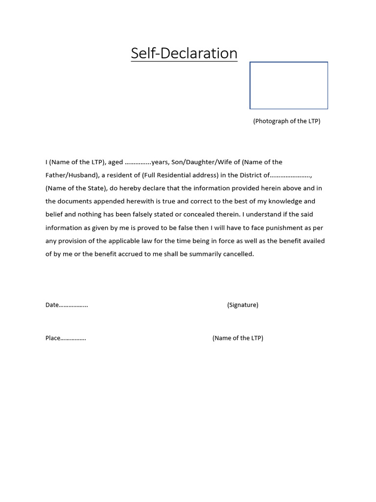 Self Declaration | PDF