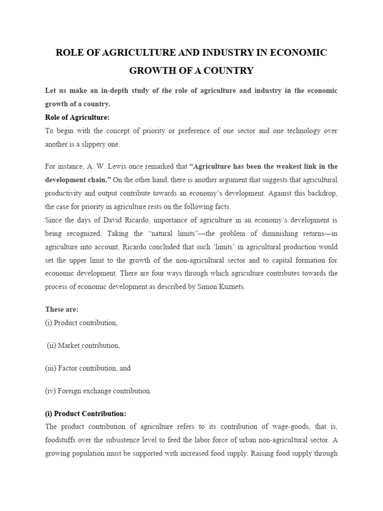 Agriculture and Industry in Economic Growth | PDF | Economic Growth ...