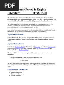 The Romantic Period in English Literature Notes