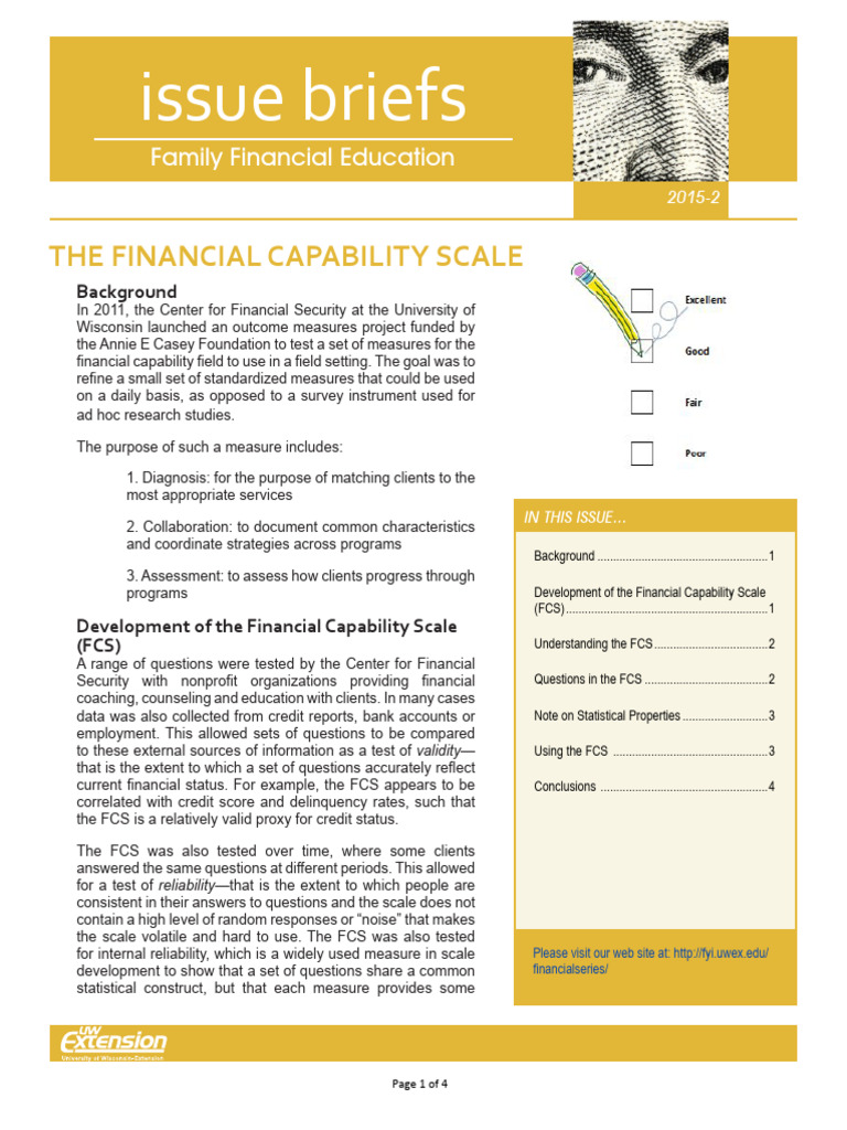 Financial Capability Scale Overview | PDF | Validity (Statistics) | Goal