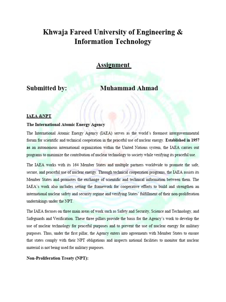 Role Of Iaea Npt Pdf Treaty On The Non Proliferation Of Nuclear