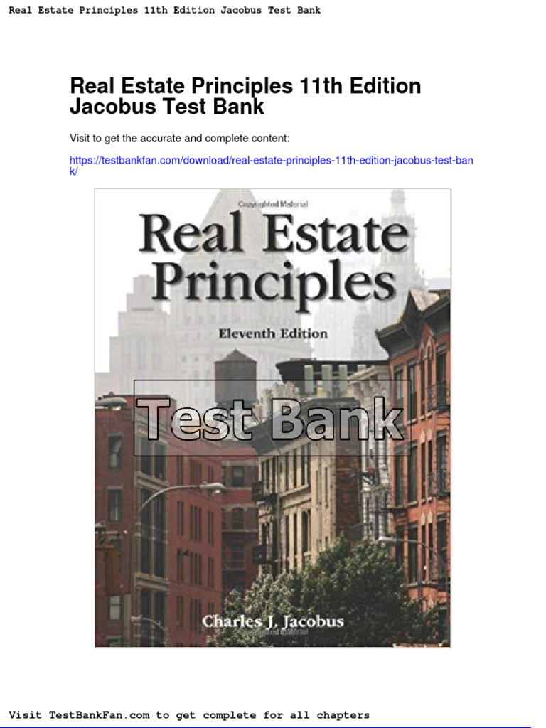 Real Estate Principles 11th Edition Jacobus Test Bank PDF Real
