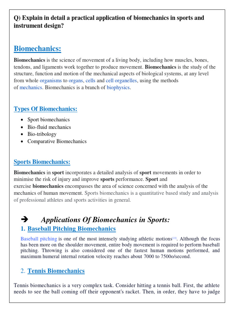 Applications of Biomechanics | PDF