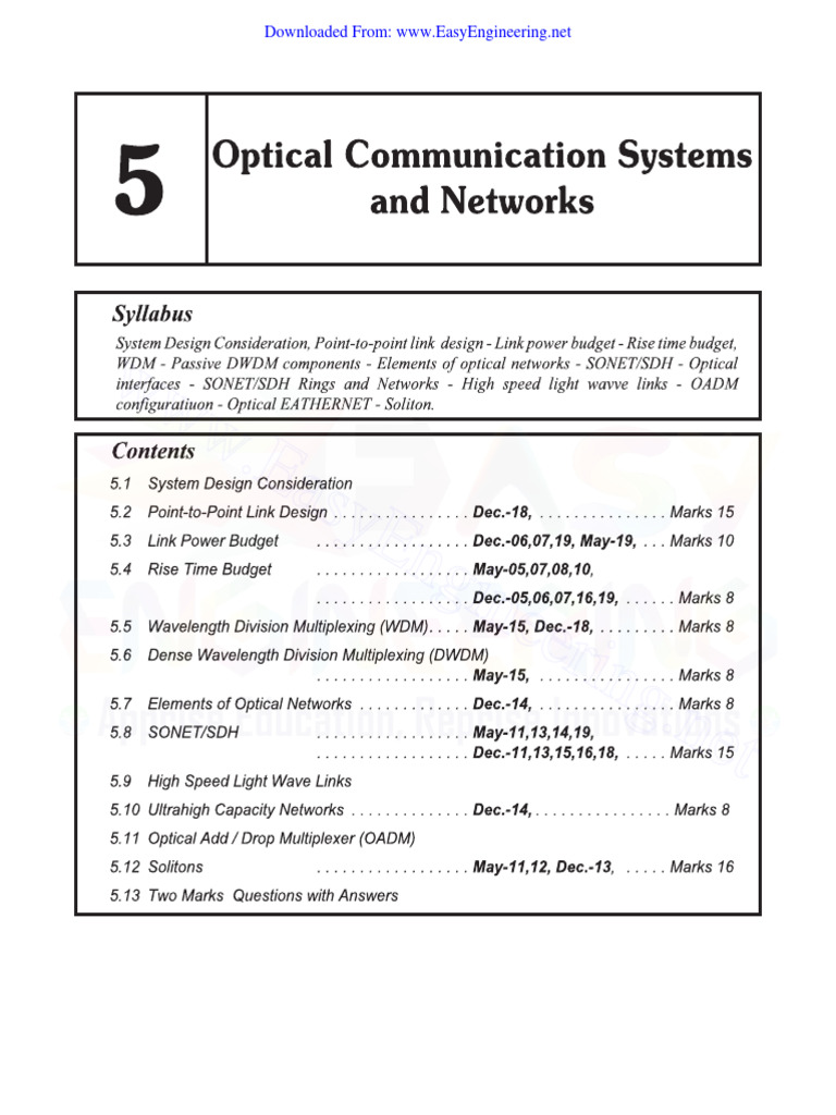 Optical Fiber Communication Systems | PDF | Wavelength Division ...