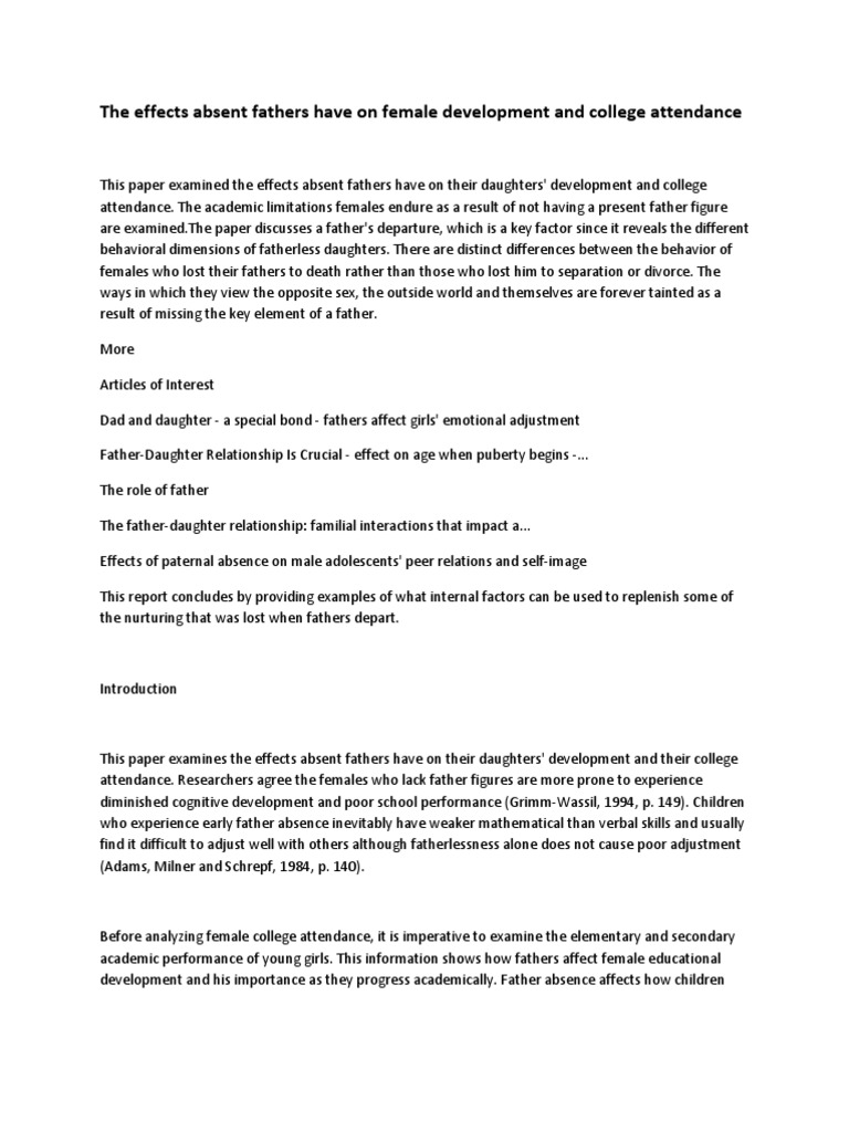 Absent fathers: effects on abandoned sons picture