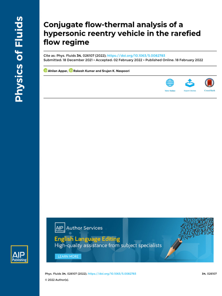 Conjugate Flow Thermal Analysis of A Hyp | PDF | Atmospheric Entry | Heat