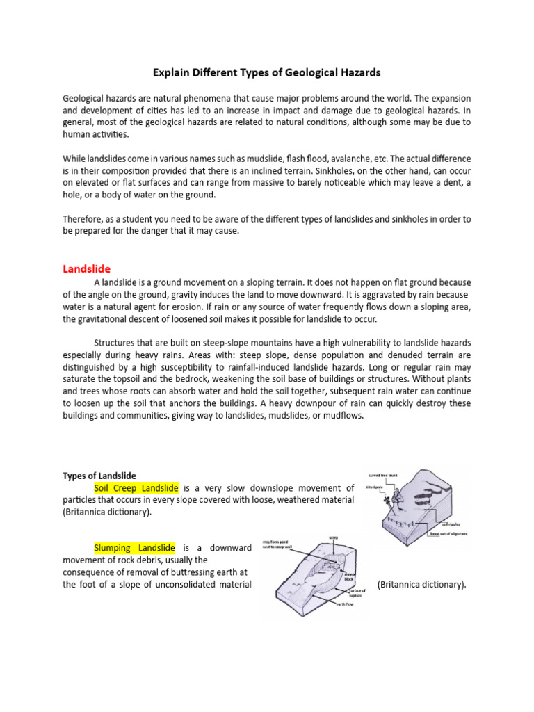 Different Types Of Geological Hazards Pdf