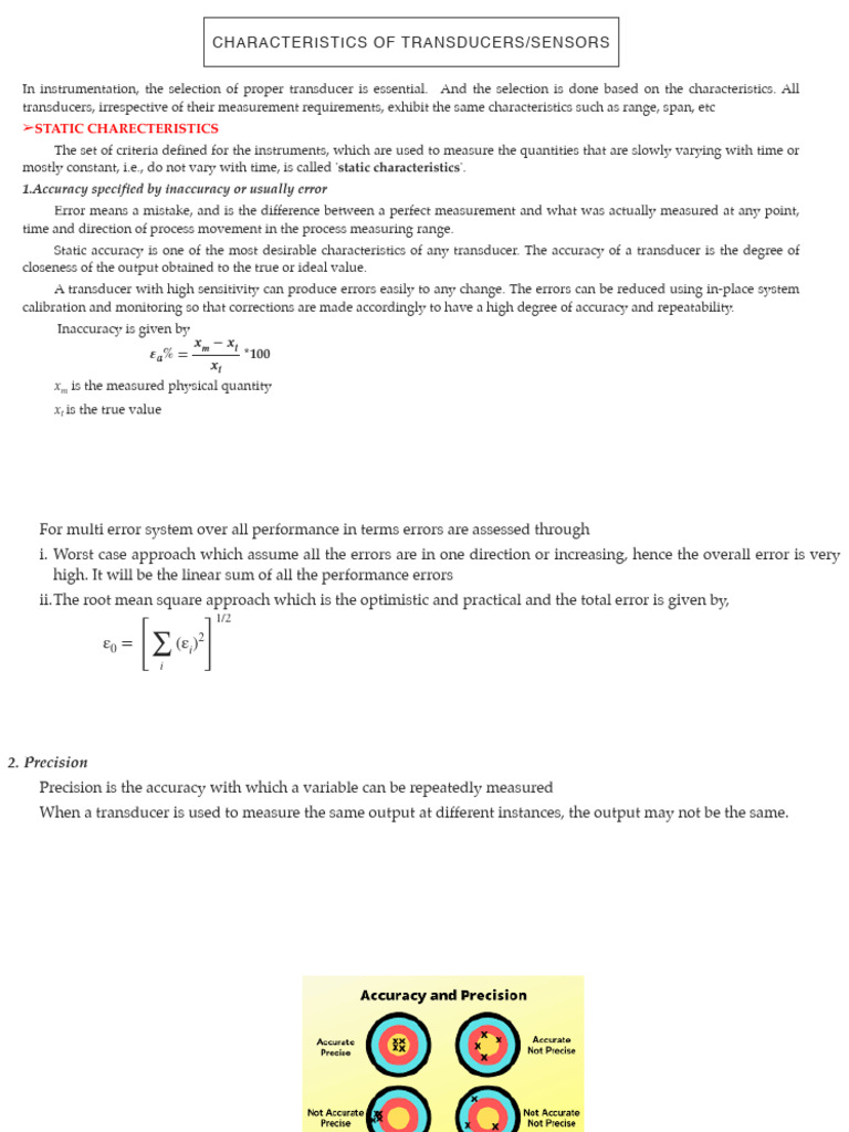 Key Characteristics of Transducers | PDF | Accuracy And Precision | Sensor
