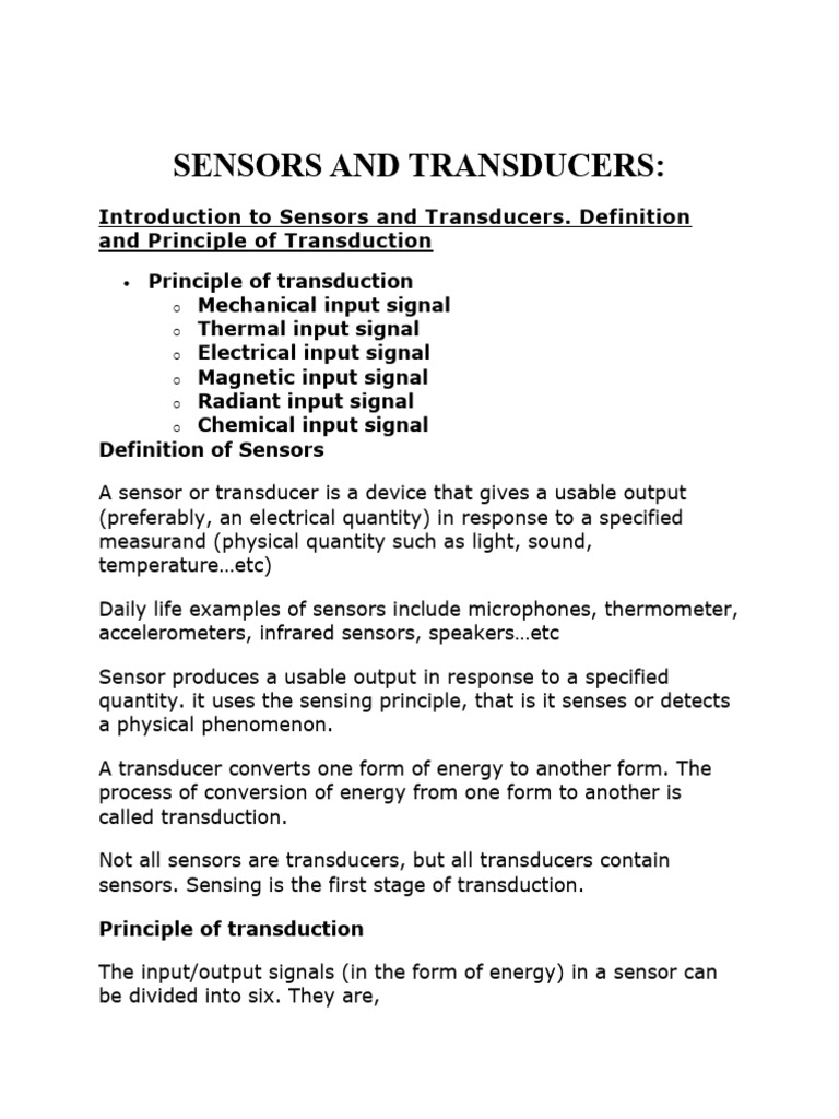 Sensors and Transducers PDF PDF