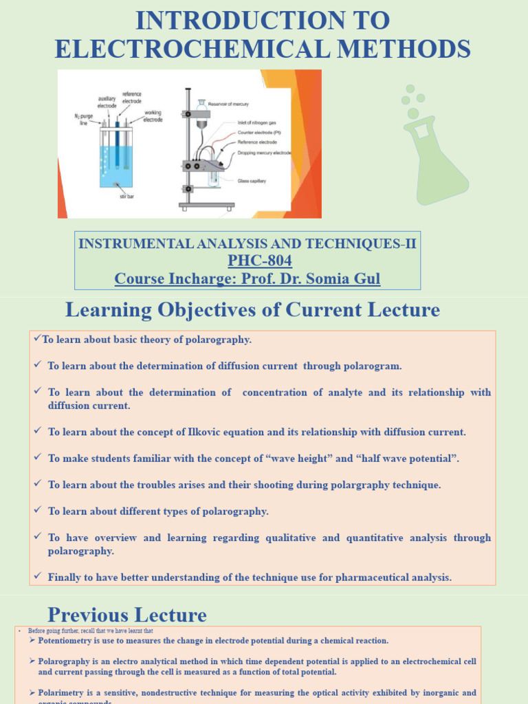 Electrochemical Methods Lecture Slides VI | PDF | Electricity | Chemistry