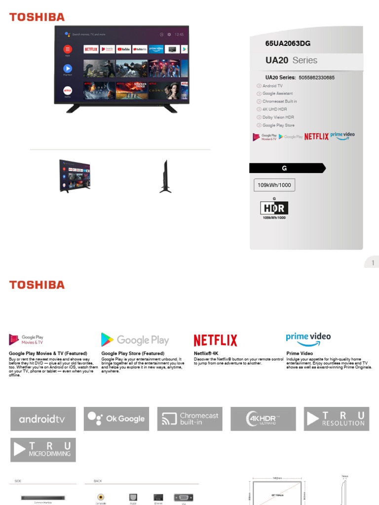 TV Toshiba Ua2063dg PDF Hdmi Computer Engineering