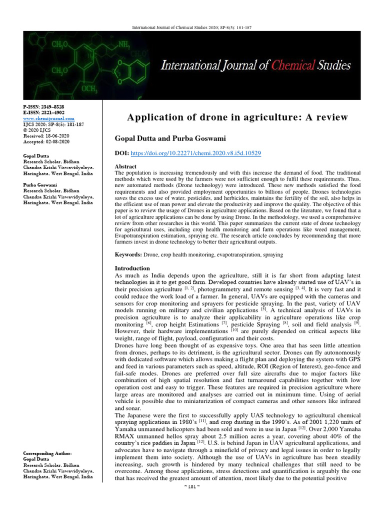 Drone Technology in Agriculture Review | PDF | Unmanned Aerial Vehicle ...