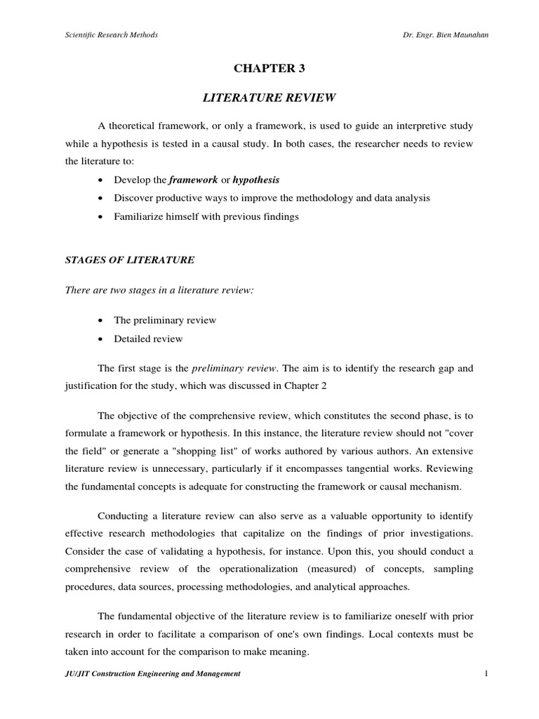 Lecture Notes Chapter 3 Literature Review | PDF | Hypothesis | Methodology
