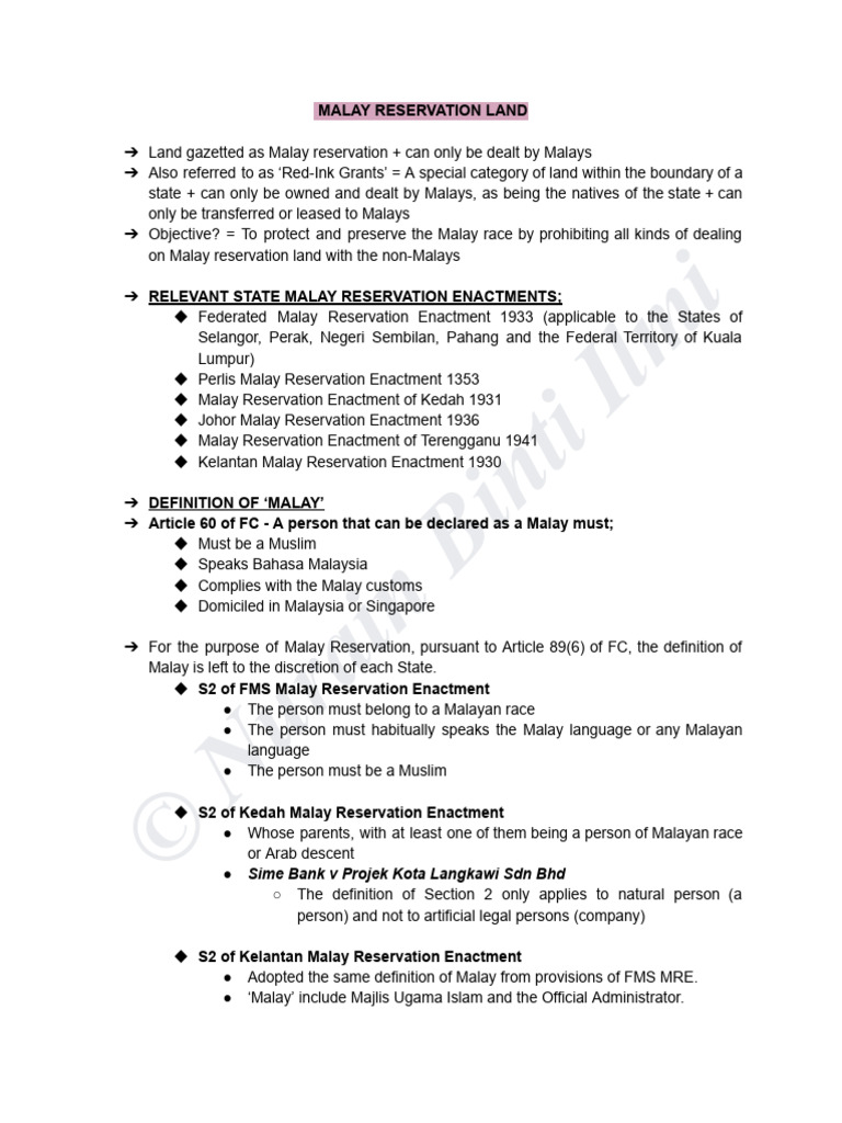 Malay Reservation Land Regulations | PDF | Malaysia | Southeast Asia