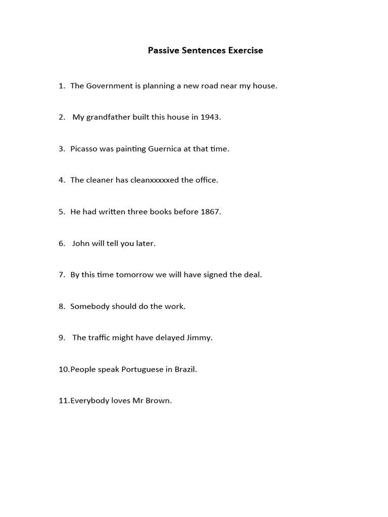 Passive Voice Exercises and Answers | PDF
